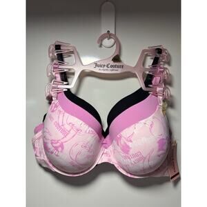 Juicy Couture Sexy Push Up Pink Black Sz 36C Set Of 3 NWT Quick Ship